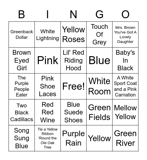Bingo - Colors 01 Bingo Card
