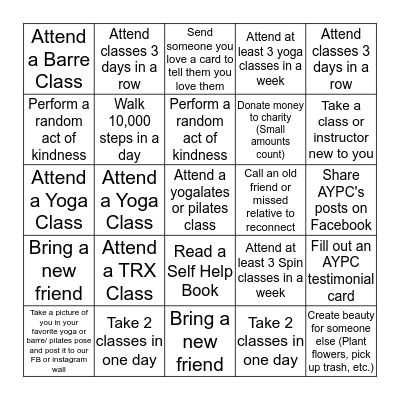 AYPC Bingo Card Challenge Bingo Card