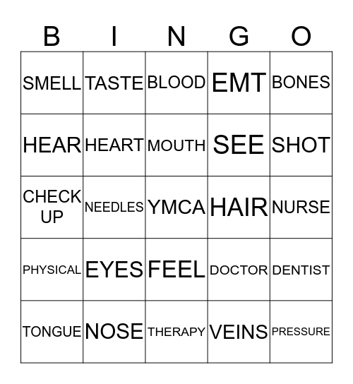 MY HEALTH  Bingo Card