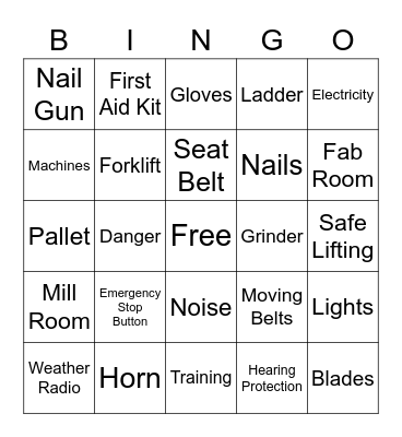 SAFETY BINGO Card
