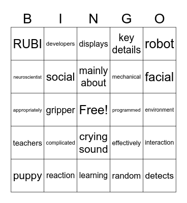 English 3D Magazine Article Bingo Card