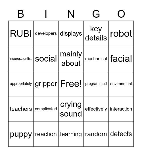 English 3D Magazine Article Bingo Card
