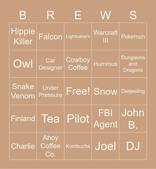 BREWHAHA Bingo Card