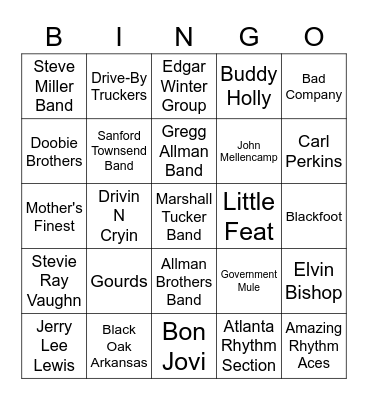 Southern House Special Bingo Card