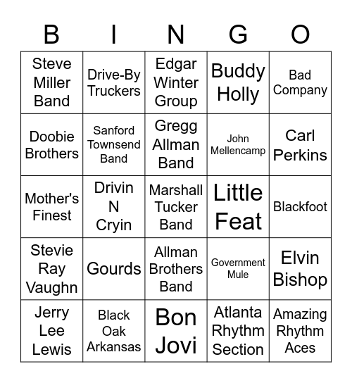 Southern House Special Bingo Card