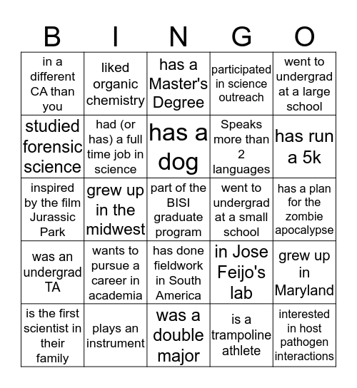 BISI Bingo Blast Bingo Card