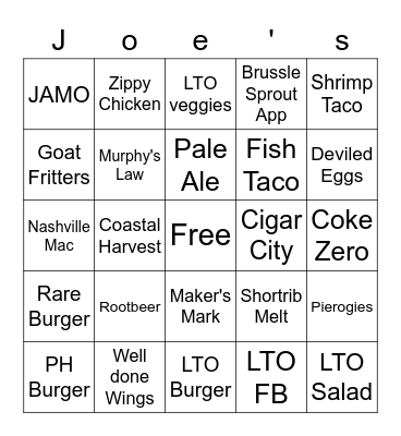 Server BINGO! Bingo Card