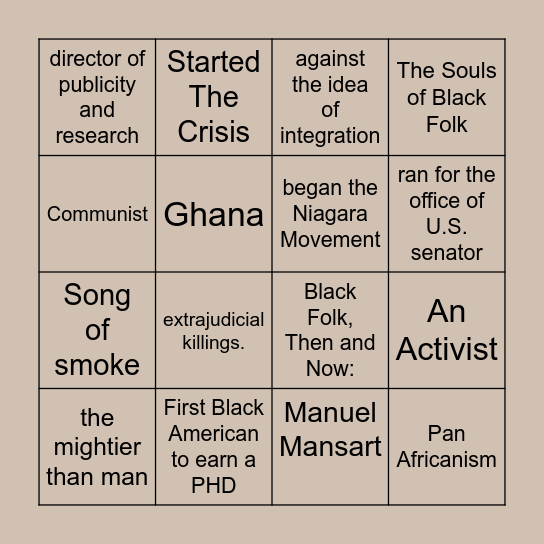 Presentation Bingo Card