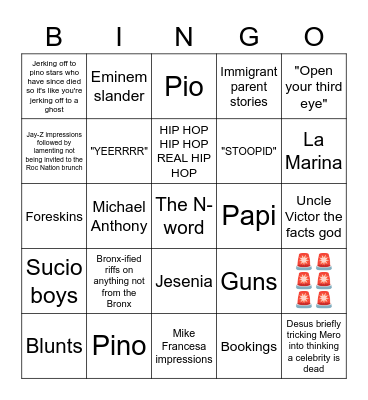 Bodega Boys Bingo Card