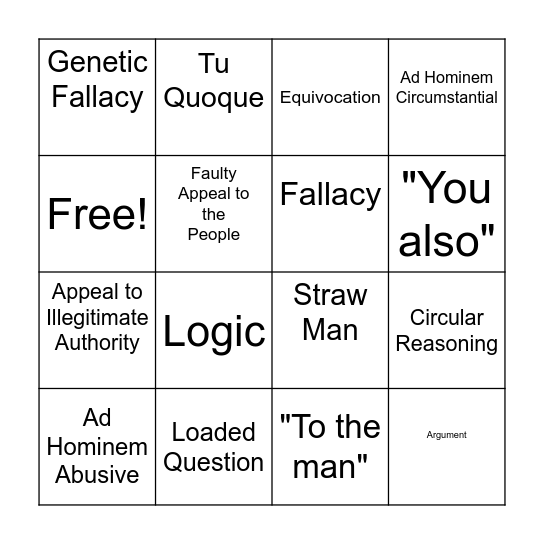 FALLACY BINGO Card