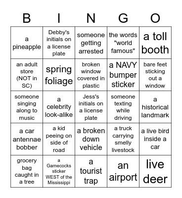 Florida Road Trip Bingo! Bingo Card