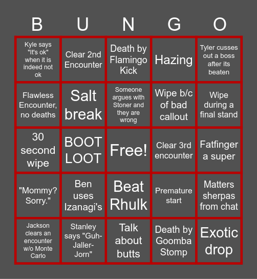 Vow of the Disciple BUNGO Bingo Card