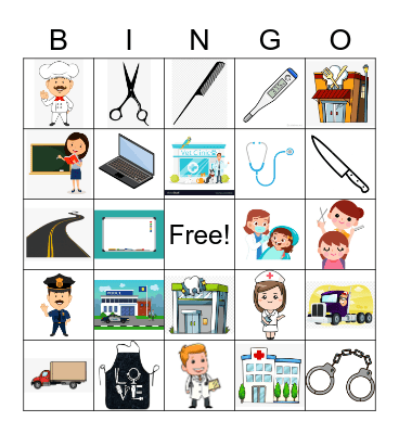 Professions and Occupations Bingo Card