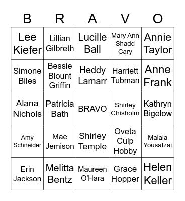 Women's History Month - HerStory BRAVO Bingo Card