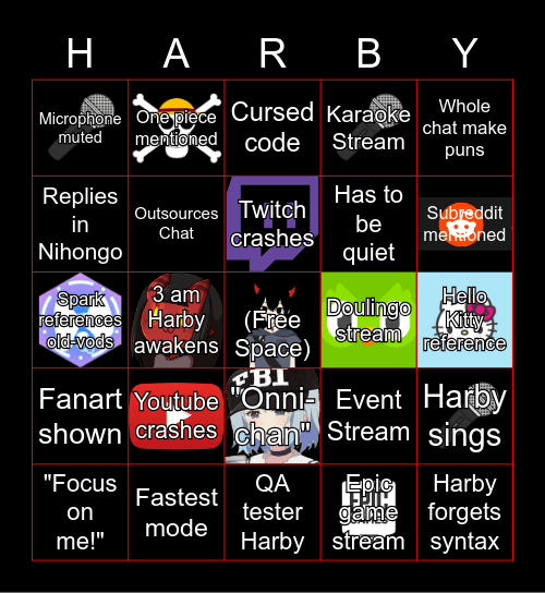 Harby Stream Bingo Card