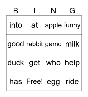 K Block 5 Bingo Card
