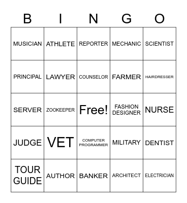 Careers BINGO Card