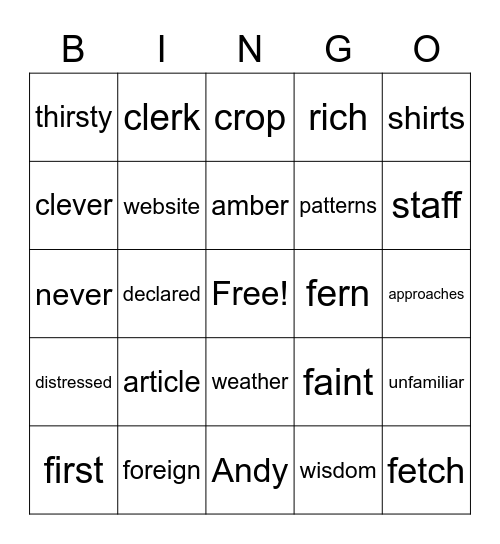 Untitled Bingo Card