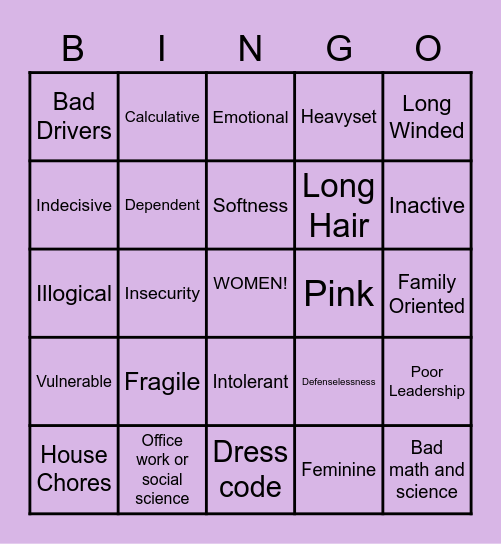 WOMEN"S DAY BIAS BINGO! Bingo Card