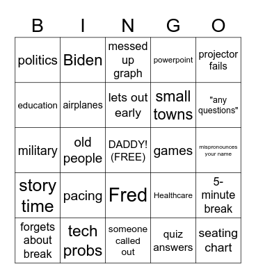 ECON 201 Bingo Card