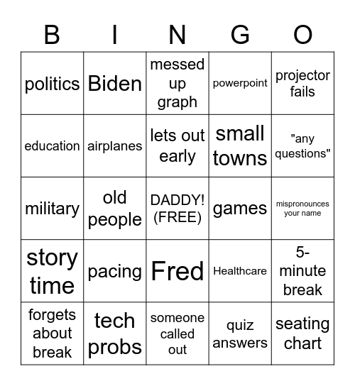 ECON 201 Bingo Card