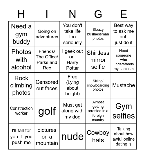 Calgary Men on Hinge Bingo Card