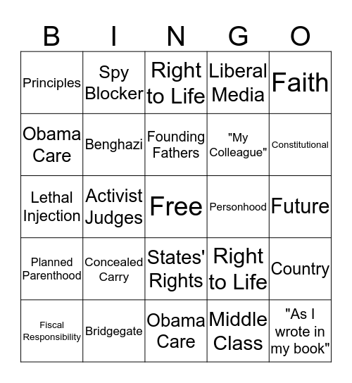 GOP Debate 2016 Bingo Card