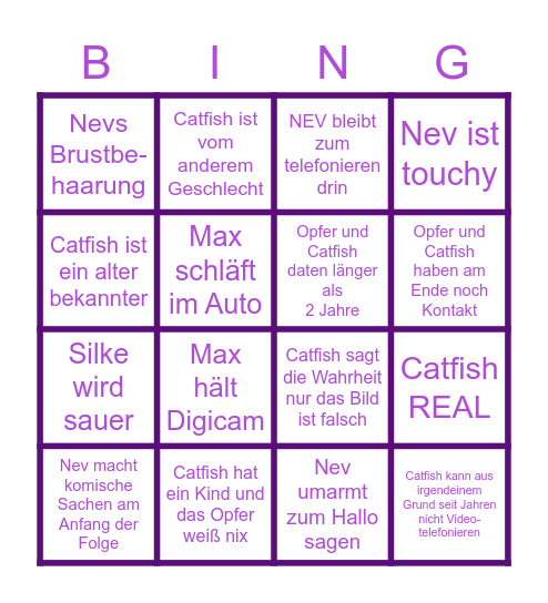 MTV KEVFISH Bingo Card