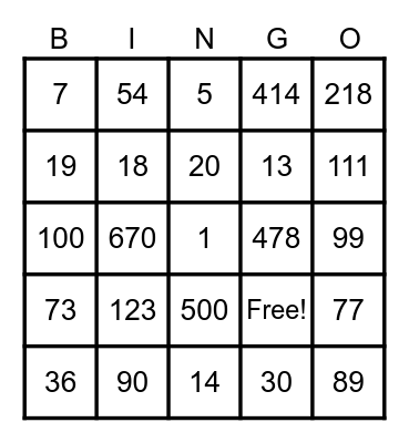 Bingo Time Bingo Card