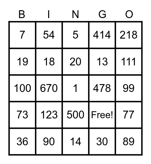 Bingo Time Bingo Card