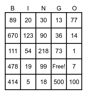 Bingo Time Bingo Card