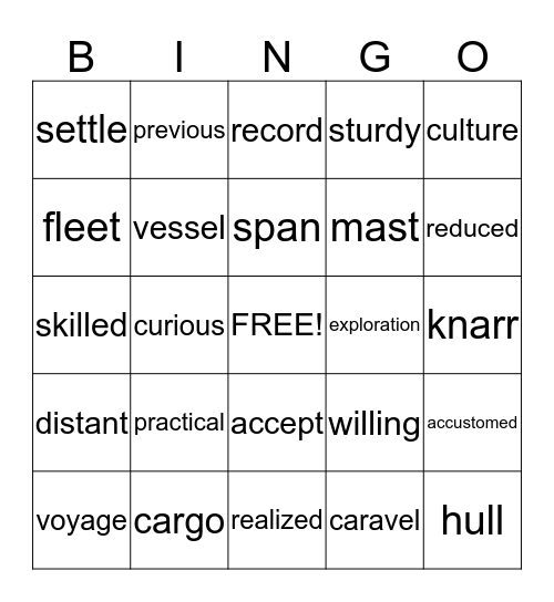 Ships of Discovery Bingo Card