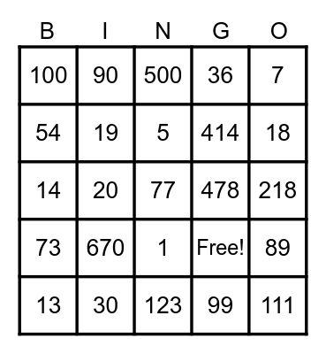 Bingo Time Bingo Card