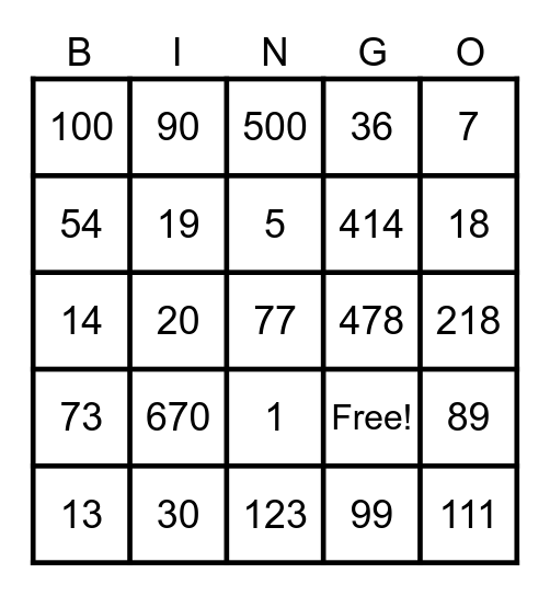 Bingo Time Bingo Card