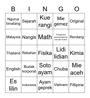 Untitled Bingo Card