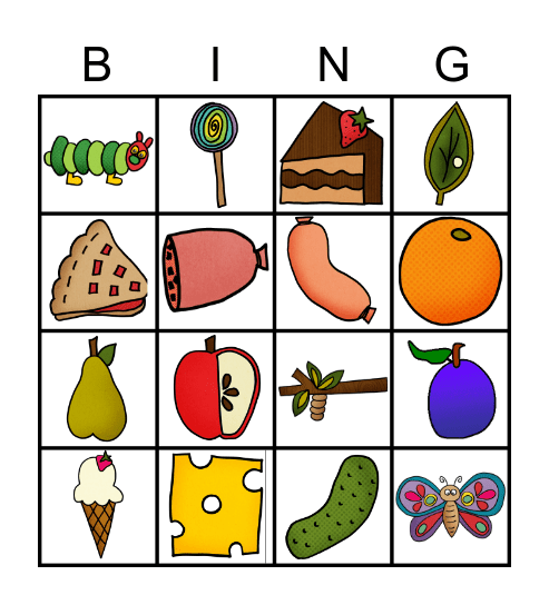 The Very Hungry Caterpillar Bingo Card