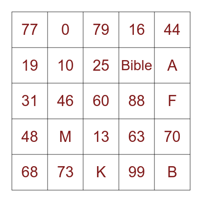 Books of the Bible Bingo Card