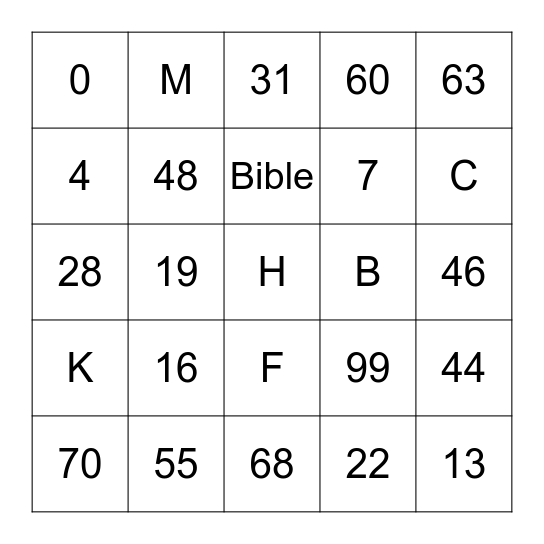 We Learn and Follow God's Word Bingo Card