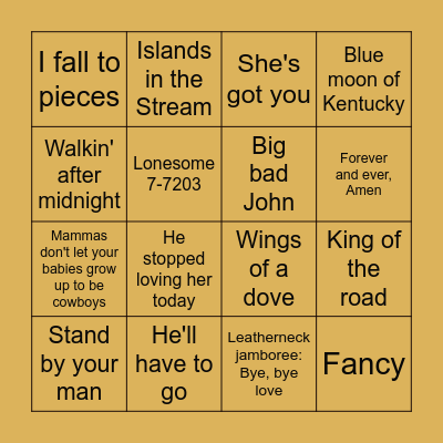COUNTRY CLASSICS Bingo Card