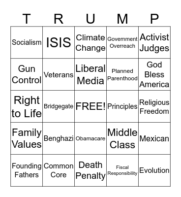 Republican Debates Bingo Card