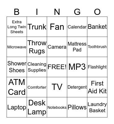 Rayshawn Trunk Party..... Bingo Card