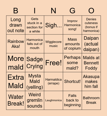 Harmaldica Bingo Card