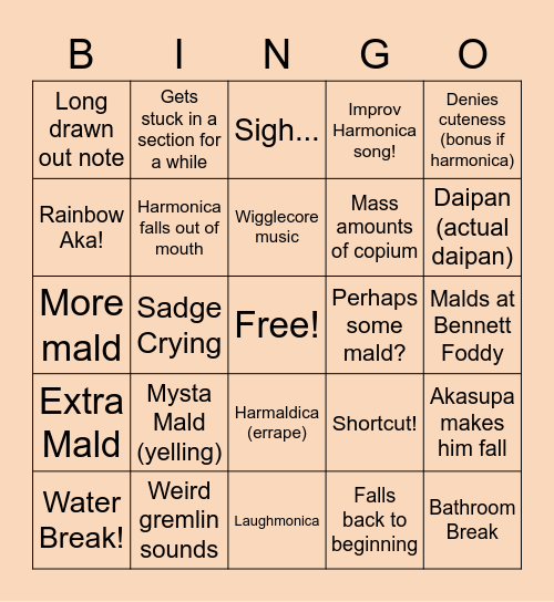 Harmaldica Bingo Card