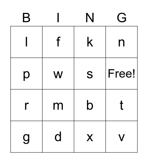 Sound and Letter Bingo! Bingo Card