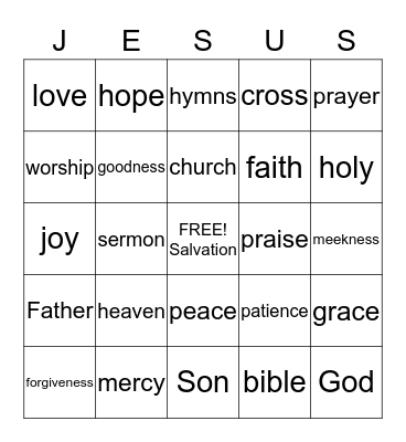 Jesus Saves Bingo Card