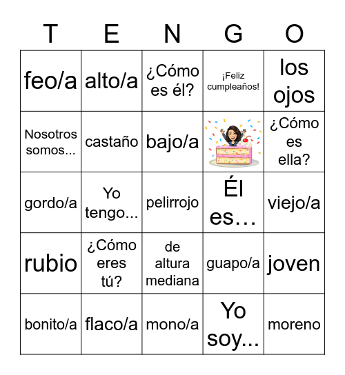 Las caracteristicas fisicas Bingo Card