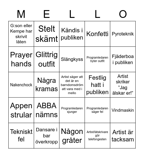 MELLO Bingo Card