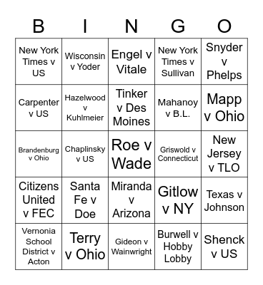 Civil Liberties Bingo Card