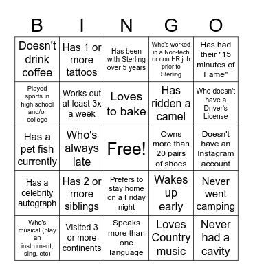 Find Someone Who... Bingo Card