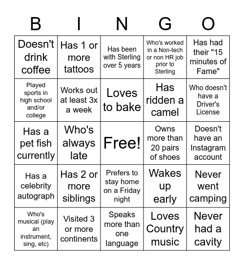 Find Someone Who... Bingo Card